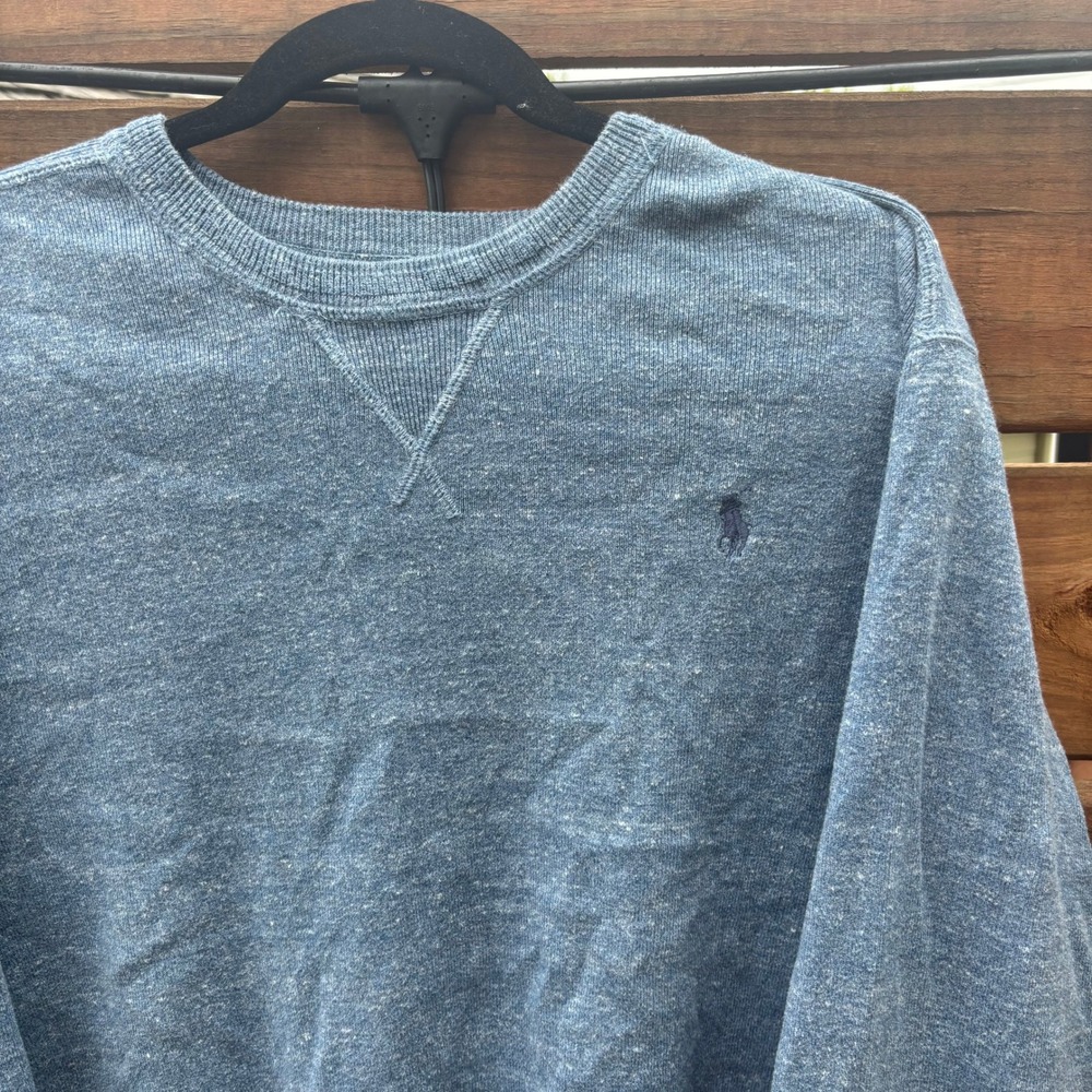 Polo Ralph Lauren Sweater Mens XL Blue Heather Excellent Crewneck Pony Logo